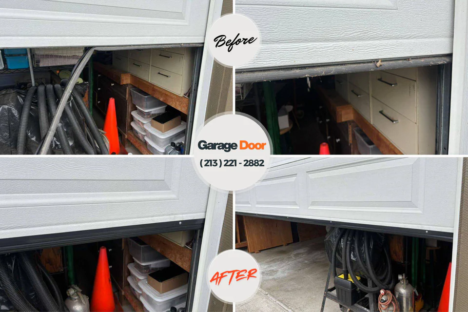 Before and after: garage door repair Morgan Place Englewood